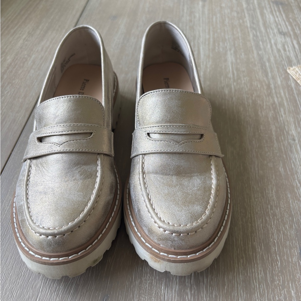 Pierre Dumas Gold Metallic Loafers